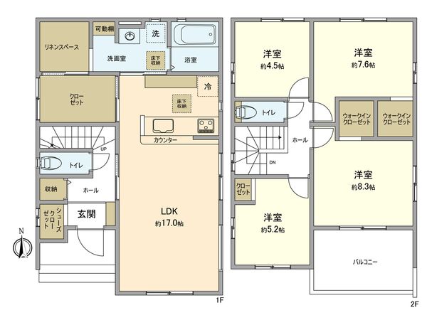 日野市新町4丁目 新築戸建 間取図(平面図) 日野市新町4丁目 新築戸建 間取図(平面図)