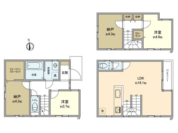 立川市錦町1丁目 新築戸建2号棟 間取図(平面図) 立川市錦町1丁目 新築戸建2号棟 間取図(平面図)