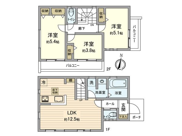 立川市幸町4丁目 新築戸建1号棟 間取図(平面図) 立川市幸町4丁目 新築戸建1号棟 間取図(平面図)