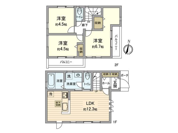 立川市幸町4丁目 新築戸建2号棟 間取図(平面図) 立川市幸町4丁目 新築戸建2号棟 間取図(平面図)
