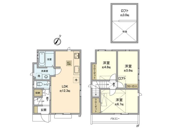 立川市栄町1丁目 新築戸建 間取図(平面図) 立川市栄町1丁目 新築戸建 間取図(平面図)