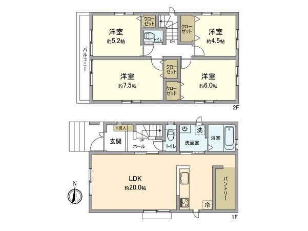 東大和市上北台1丁目 新築戸建1号棟 間取図(平面図)