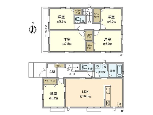 東大和市上北台1丁目 新築戸建2号棟 間取図(平面図)