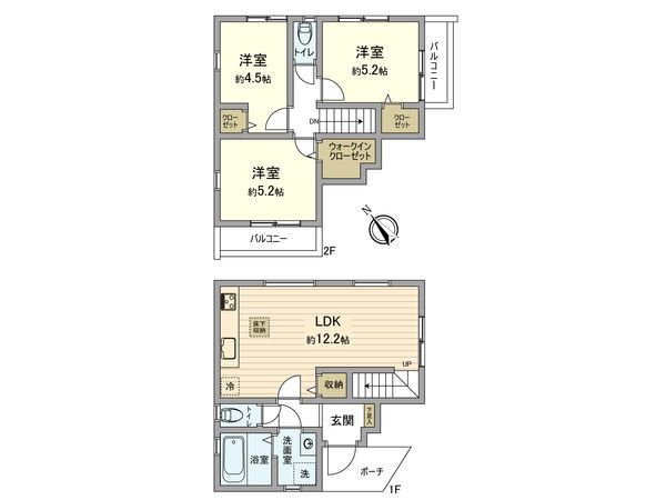 日野市大字日野 新築戸建1号棟 間取図(平面図)
