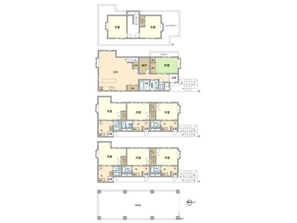 立川市柏町4丁目 賃貸併用住宅 間取図(平面図) 立川市柏町4丁目 賃貸併用住宅 間取図(平面図)