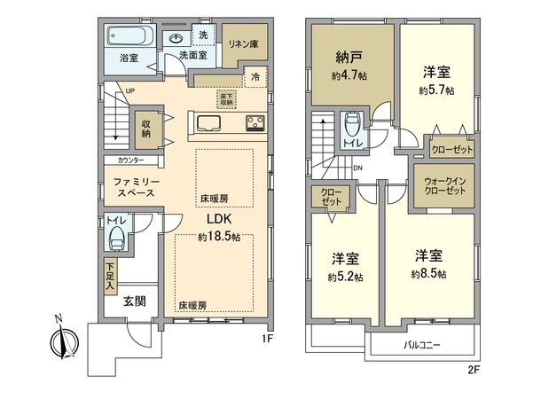 日野市日野本町5丁目 新築戸建 間取図(平面図) 日野市日野本町5丁目 新築戸建 間取図(平面図)