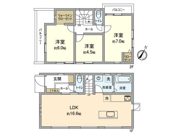立川市栄町1丁目 新築戸建1号棟 間取図(平面図)