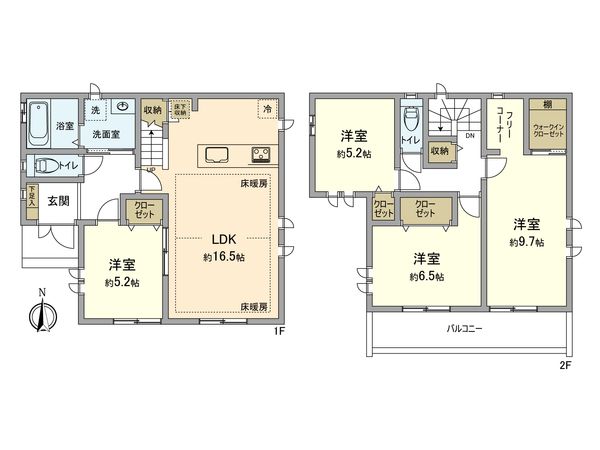東大和市立野2丁目 新築戸建F号棟 間取図(平面図)