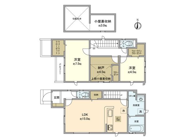 立川市上砂町4丁目 新築戸建3号棟 間取図(平面図) 立川市上砂町4丁目 新築戸建3号棟 間取図(平面図)