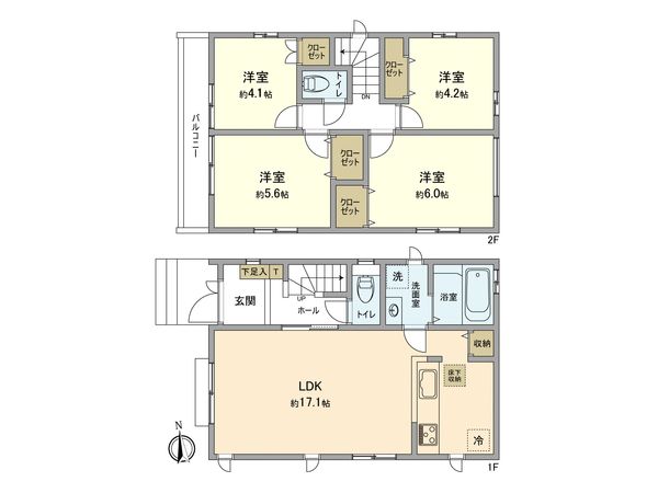 武蔵村山市大南2丁目 新築戸建A号棟 間取図(平面図) 間取図(平面図)