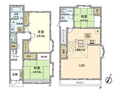 日野市旭が丘2丁目 戸建 間取図(平面図)