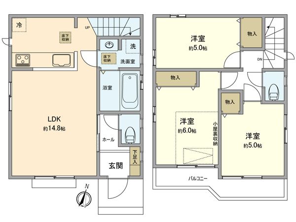 立川市富士見町3丁目 新築戸建E号棟 間取図(平面図) 立川市富士見町3丁目 新築戸建E号棟 間取図(平面図)