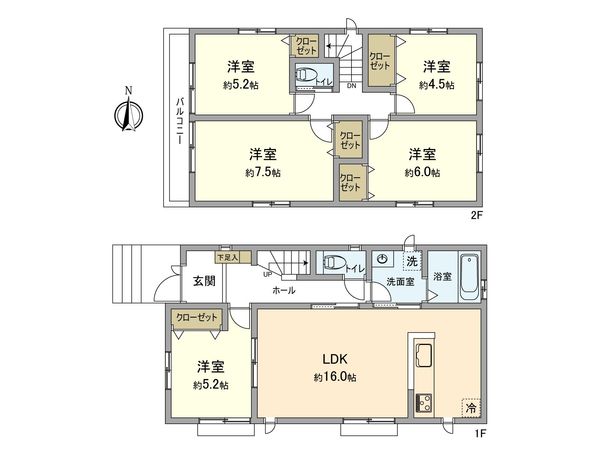 東大和市上北台1丁目 新築戸建2号棟 間取図(平面図)