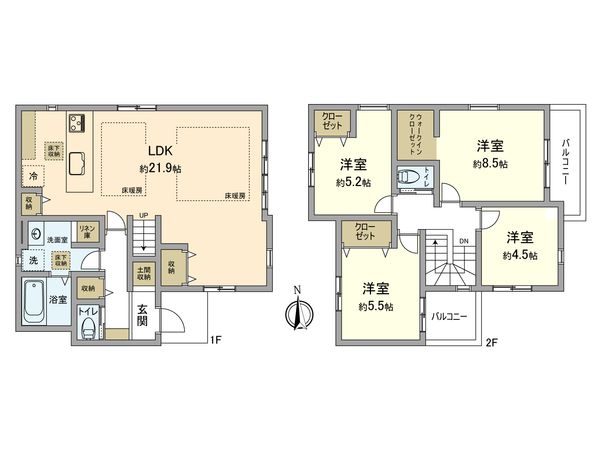 立川市幸町5丁目 新築戸建 間取図(平面図) 立川市幸町5丁目 新築戸建 間取図(平面図)