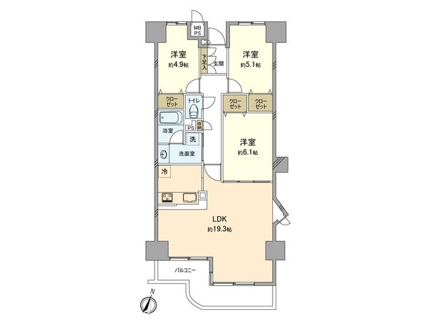 MCHアルカスマンション東大和 間取図(平面図)