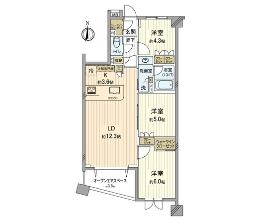 グランシティ玉川上水 間取図(平面図) グランシティ玉川上水 間取図(平面図)