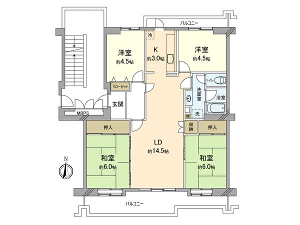 昭島つつじが丘ハイツ北 12号棟 間取図(平面図)