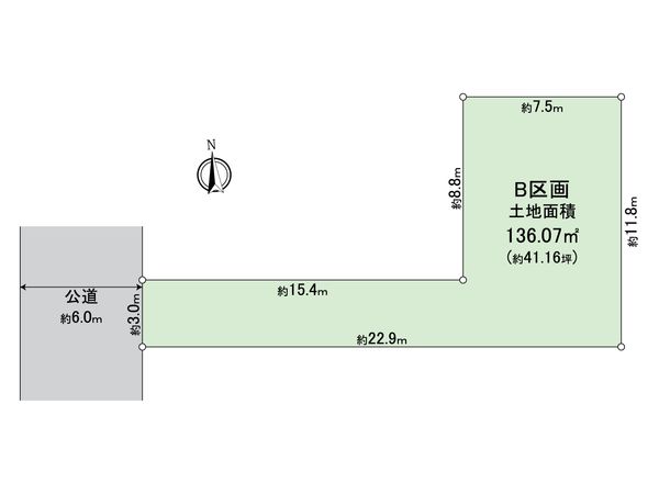 青梅市新町5丁目 土地 B区画 区画図 青梅市新町5丁目 土地 B区画 区画図