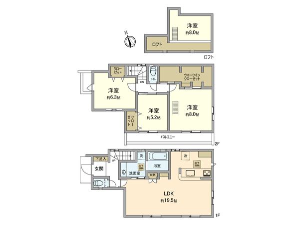 羽村市羽中2丁目 新築戸建2号棟 間取図(平面図) 羽村市羽中2丁目 新築戸建2号棟 間取図(平面図)