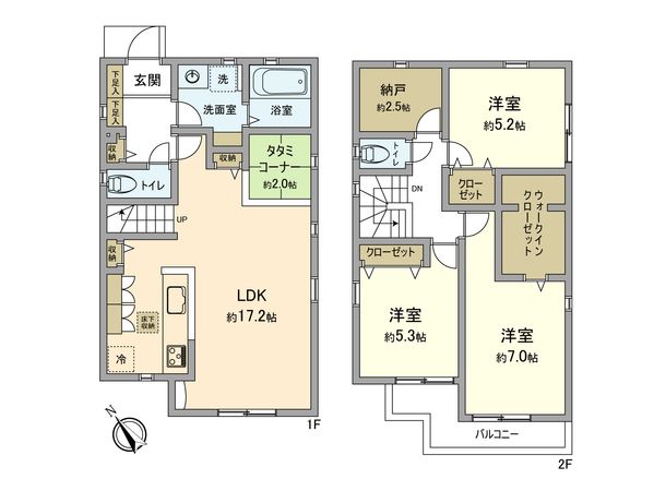 羽村市羽加美3丁目戸建1期 3号棟 間取図(平面図) 羽村市羽加美3丁目戸建1期 3号棟 間取図(平面図)