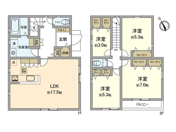 羽村市羽加美3丁目新築戸建 8号棟 間取図(平面図) 羽村市羽加美3丁目新築戸建 8号棟 間取図(平面図)