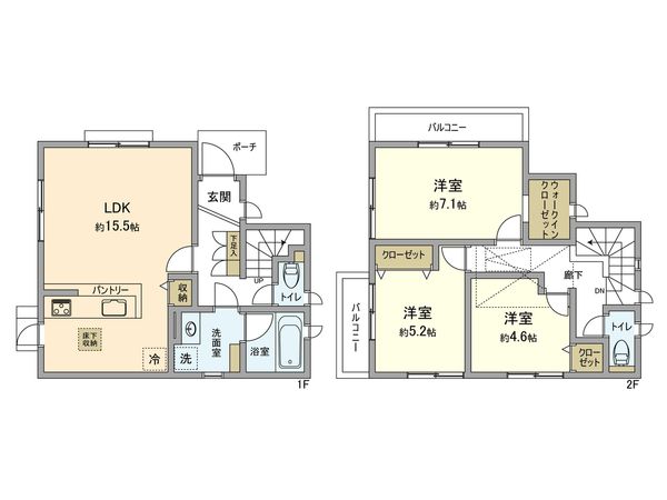 昭島市緑町2丁目 新築戸建1号棟 間取図(平面図) 昭島市緑町2丁目 新築戸建1号棟 間取図(平面図)