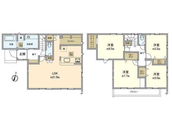 あきる野市引田 新築戸建 2号棟 間取図(平面図)