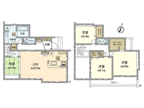 あきる野市引田 新築戸建 6号棟 間取図(平面図)