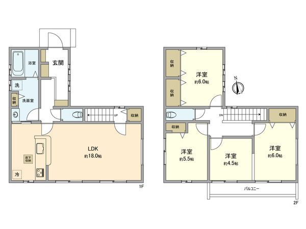 昭島市緑町3丁目第六 新築戸建1号棟 間取図(平面図) 昭島市緑町3丁目第六 新築戸建1号棟 間取図(平面図)