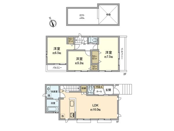昭島市田中町1丁目新築戸建 C号棟 間取図(平面図) 昭島市田中町1丁目新築戸建 C号棟 間取図(平面図)