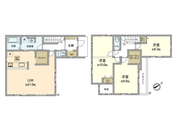 昭島市武蔵野2丁目1期 新築戸建2号棟 間取図(平面図) 昭島市武蔵野2丁目1期 新築戸建2号棟 間取図(平面図)