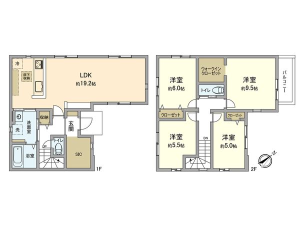 昭島市武蔵野2丁目1期 新築戸建3号棟 間取図(平面図) 昭島市武蔵野2丁目1期 新築戸建3号棟 間取図(平面図)
