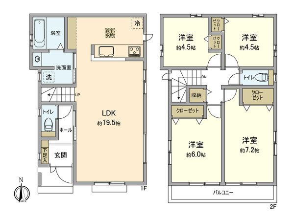 青梅市新町1丁目3期新築戸建 D号棟 間取図(平面図)