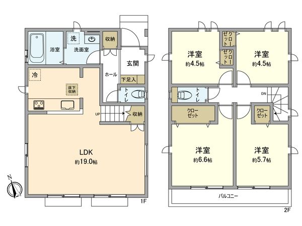 青梅市新町2期 新築戸建2号棟 間取図(平面図)