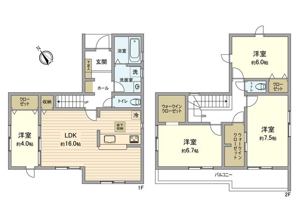羽村市小作台4丁目 新築戸建 2号棟 間取図(平面図) 羽村市小作台4丁目 新築戸建 2号棟 間取図(平面図)