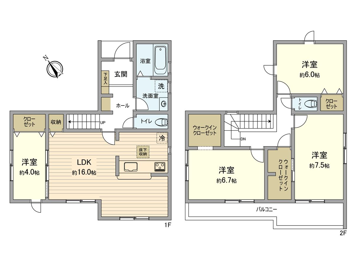 羽村市小作台4丁目 新築戸建 2号棟 間取図(平面図) 間取図(平面図)