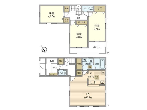 羽村市小作台4丁目 新築戸建 3号棟 間取図(平面図) 羽村市小作台4丁目 新築戸建 3号棟 間取図(平面図)