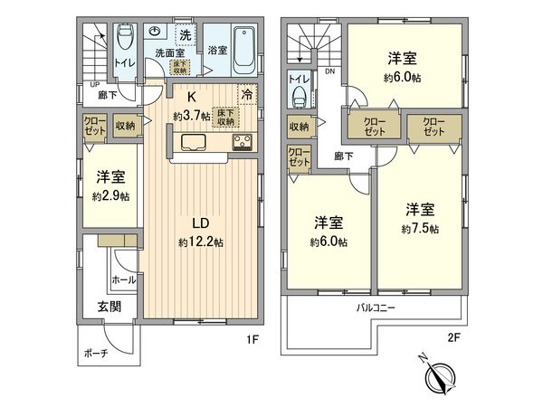 羽村市小作台4丁目 新築戸建 4号棟 間取図(平面図) 羽村市小作台4丁目 新築戸建 4号棟 間取図(平面図)