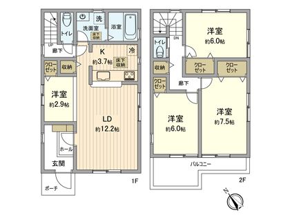 羽村市小作台4丁目 新築戸建 4号棟 間取図(平面図)