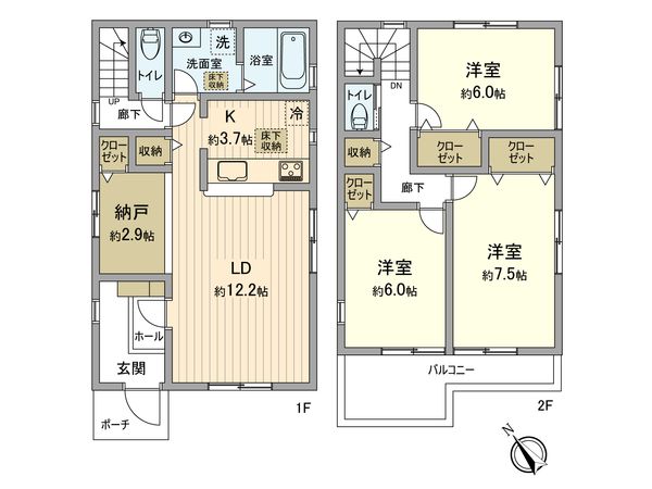 羽村市小作台4丁目 新築戸建 4号棟 間取図(平面図) 羽村市小作台4丁目 新築戸建 4号棟 間取図(平面図)