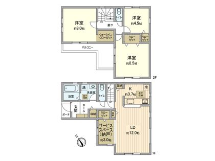 羽村市小作台4丁目 新築戸建 5号棟 間取図(平面図)