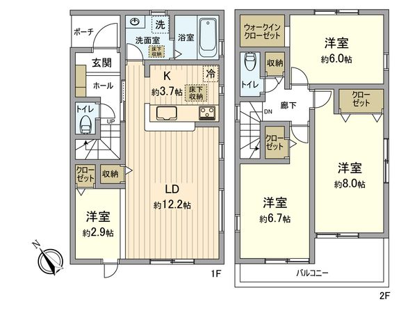 羽村市小作台4丁目 新築戸建 6号棟 間取図(平面図) 羽村市小作台4丁目 新築戸建 6号棟 間取図(平面図)
