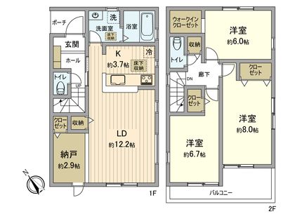 羽村市小作台4丁目 新築戸建 6号棟 間取図(平面図)