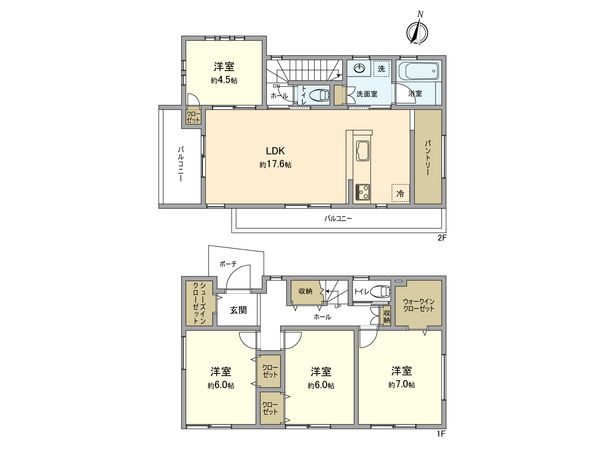 福生市武蔵野台2丁目 新築戸建 間取図(平面図) 福生市武蔵野台2丁目 新築戸建 間取図(平面図)