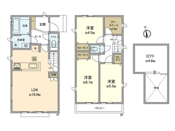 昭島市朝日町3丁目新築戸建 G号棟 間取図(平面図) 間取図(平面図)