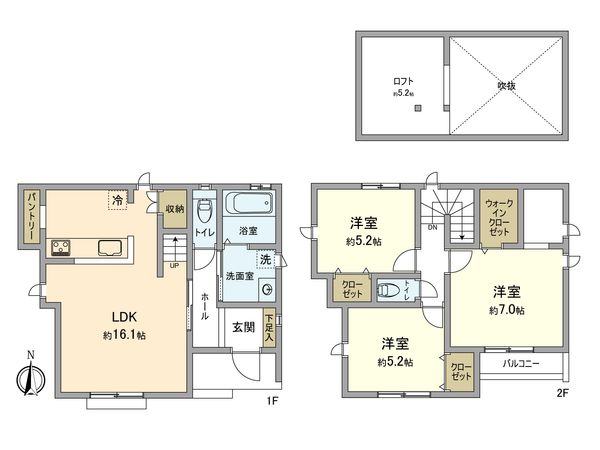 福生市武蔵野台1丁目 新築戸建 B号棟 間取図(平面図) 福生市武蔵野台1丁目 新築戸建 B号棟 間取図(平面図)