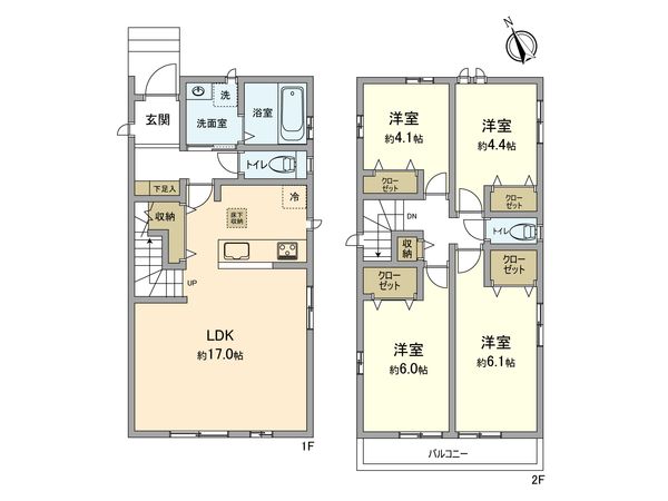 昭島市拝島町2丁目5期 新築戸建 A号棟 間取図(平面図)