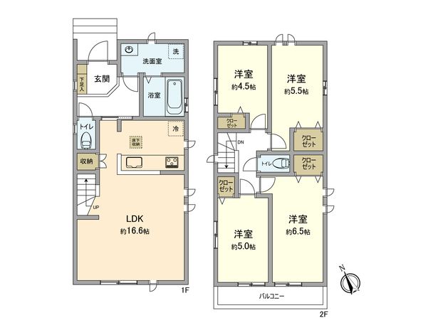 昭島市拝島町2丁目5期 新築戸建 B号棟 間取図(平面図)