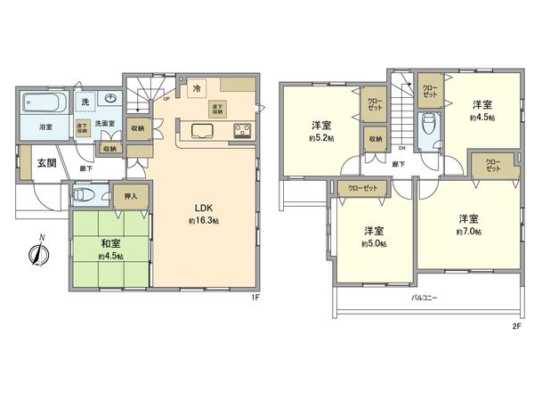 あきる野市引田 新築戸建 3号棟 間取図(平面図) あきる野市引田 新築戸建 3号棟 間取図(平面図)