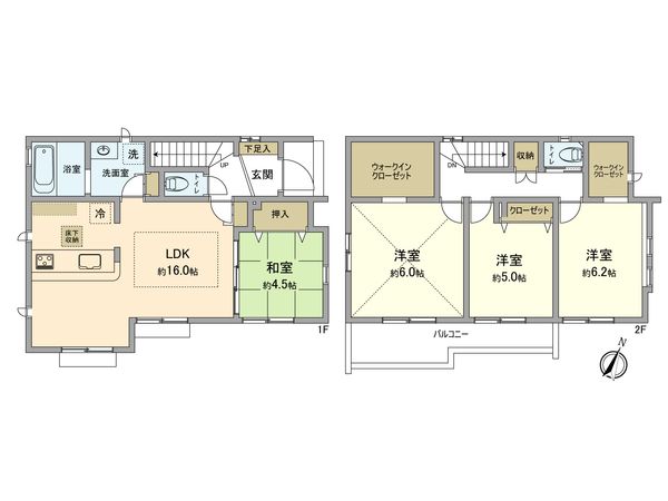 立川市一番町2丁目 新築戸建 1号棟 間取図(平面図) 間取図(平面図)